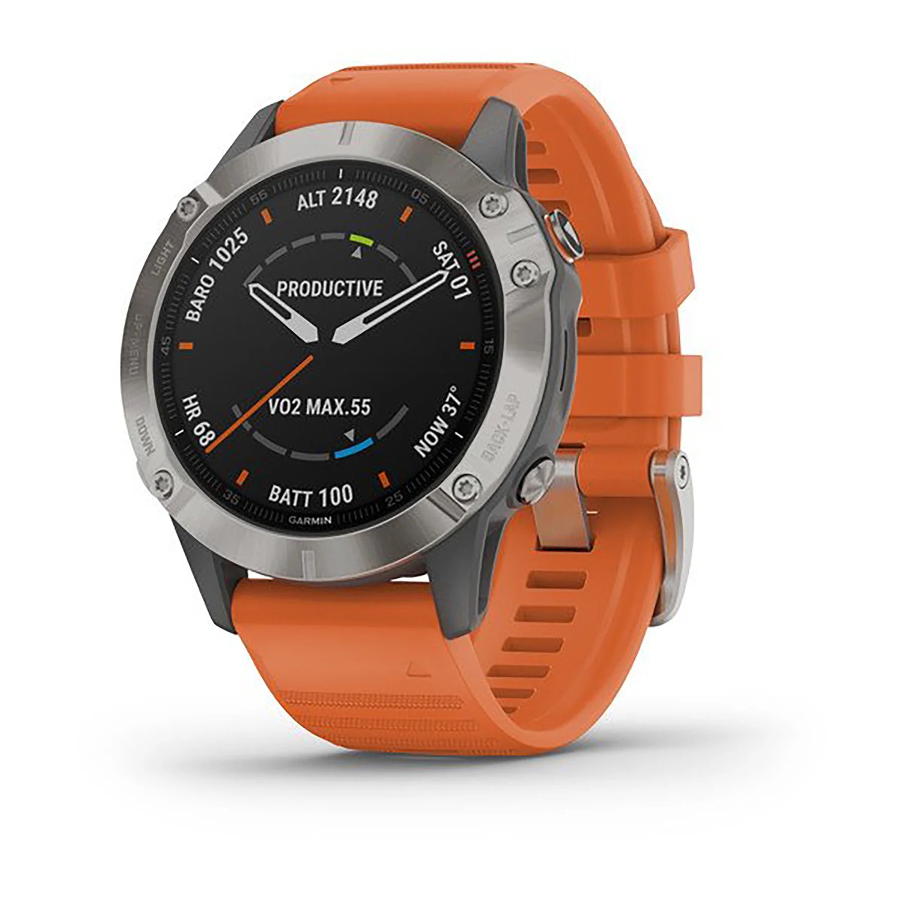 GARMIN FENIX 6 SILICONE ORANGE STRAP FULL COLOR DISPLAY DIAL WATCH 0 Mtunda Store
