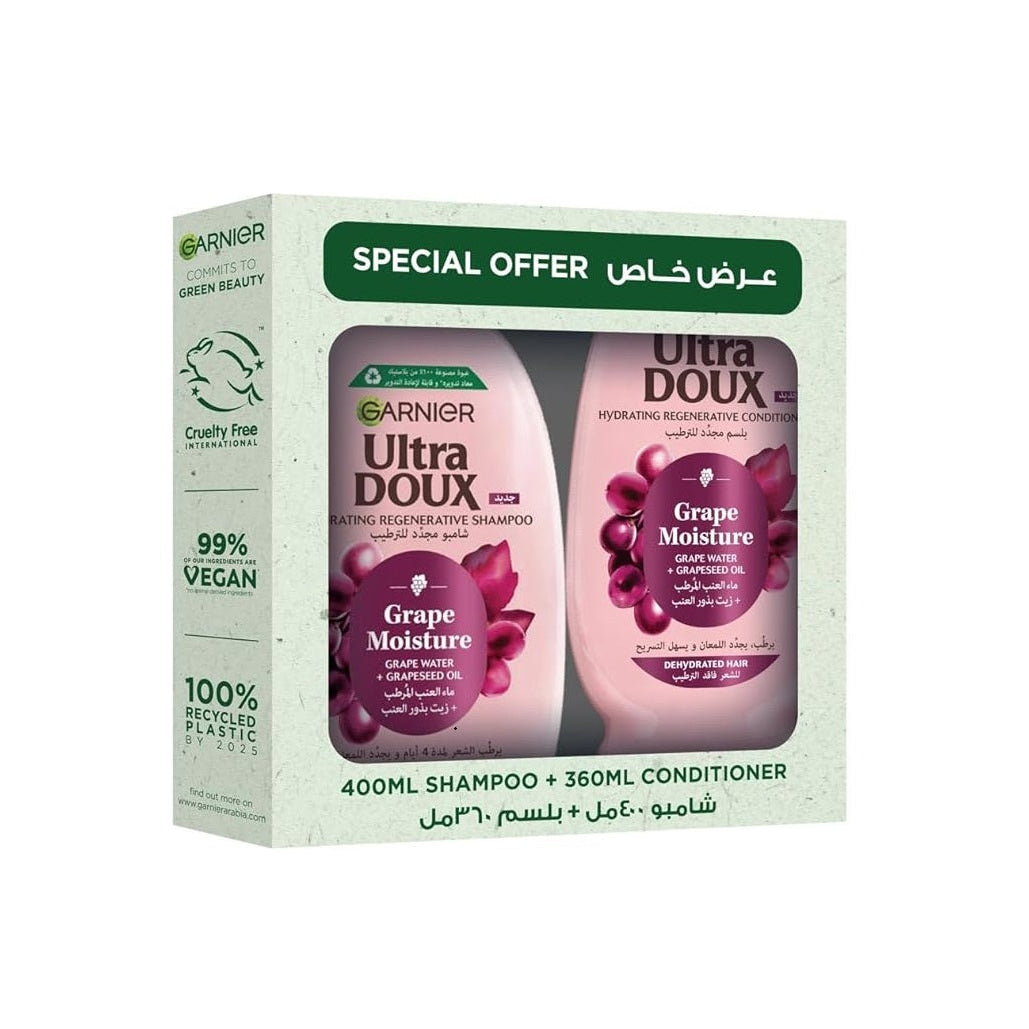 Garnier Ultra Doux Grape Moisture Shampoo 400 ML Conditioner 360ML