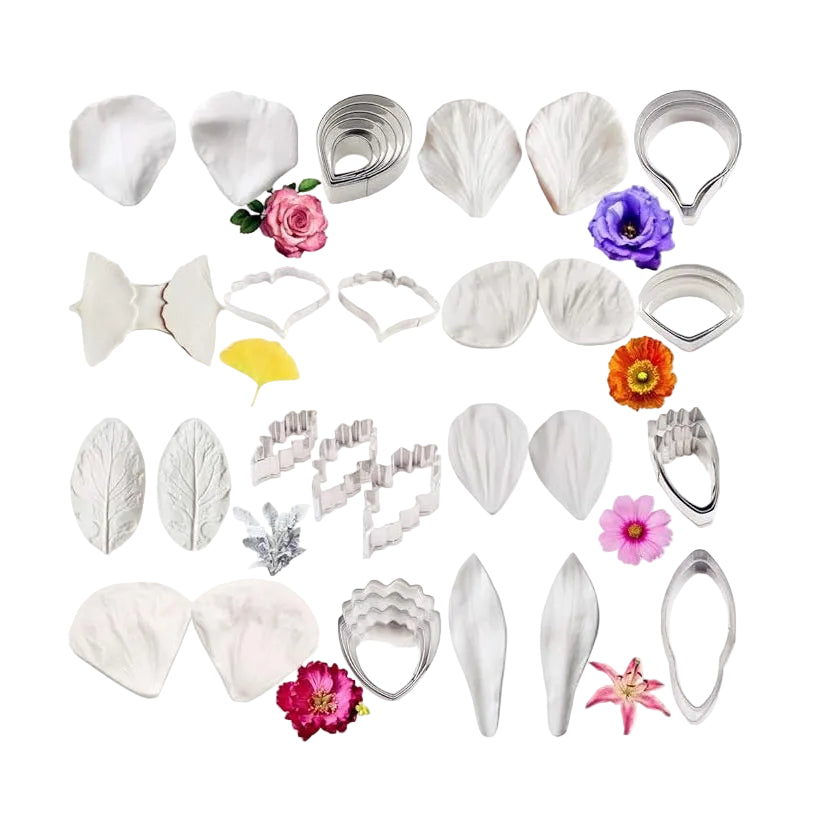 16set Gumpaste Flower Molds and Cutters Fondant Tools Kit