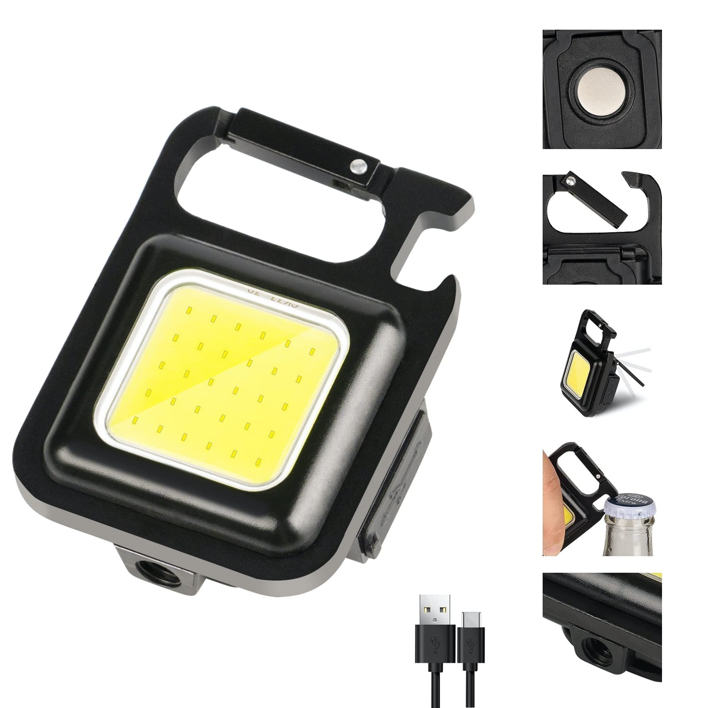 COB Small flashlights 500 Lumens Bright Rechargeable Keychain