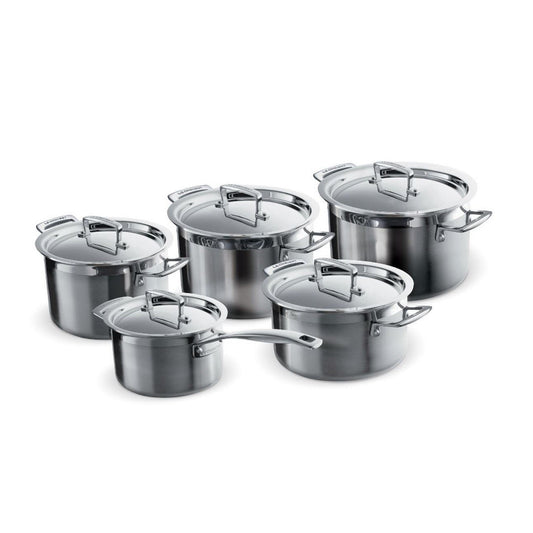 Le Creuset 3 Ply Stainless Steel Saucepan 5 Piece Set Silver