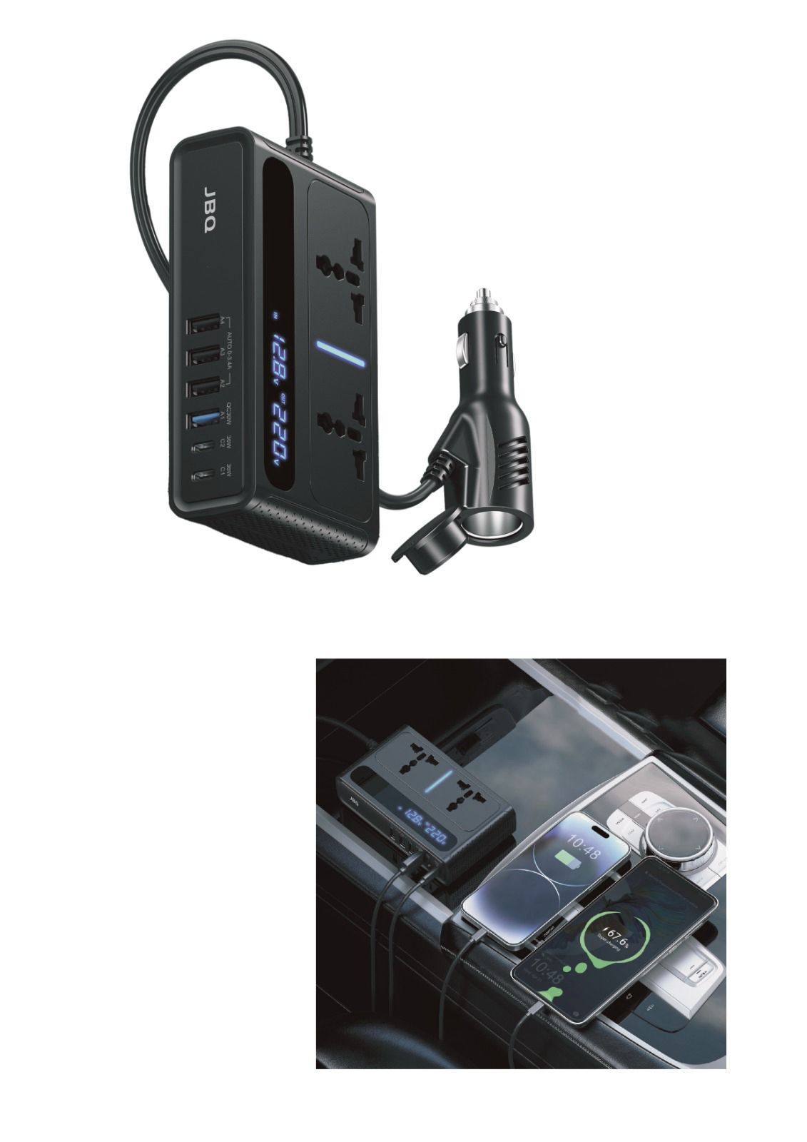 JBQ Volt Go 8 in 1 portable car power Inverter 200w max