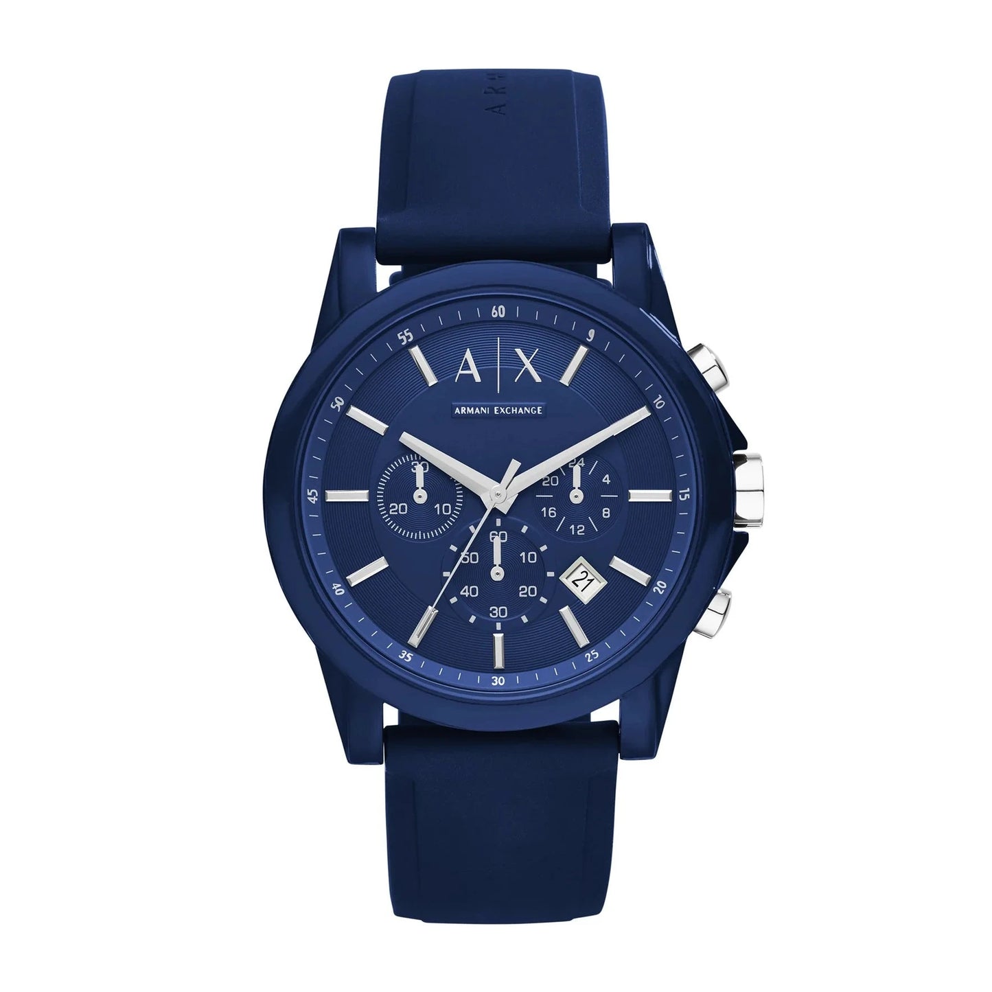 ARMANI EXCHANGE MEN'S CHRONOGRAPH BLUE SILICONE BLUE DIAL WATCH AX1327