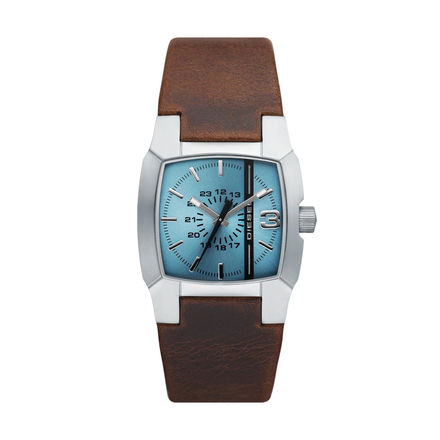 DIESEL CLIFFHANGER THREE-HAND BROWN LEATHER WATCH - DZ1998