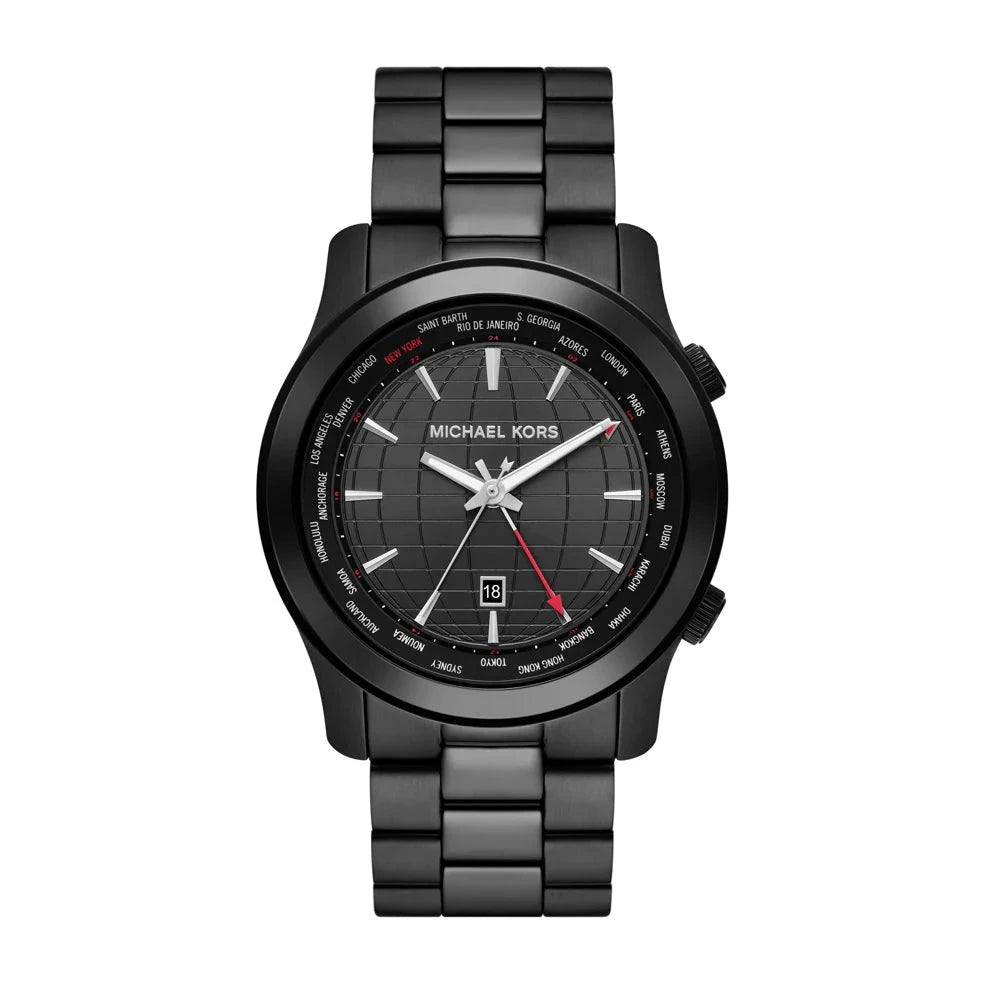 MICHAEL KORS RUNWAY MENS BLACK STAINLESS STEEL WATCH MK9110