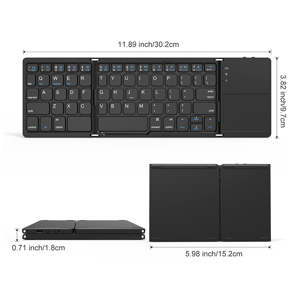 Foldable Wireless Bluetooth Keyboard with TouchPad