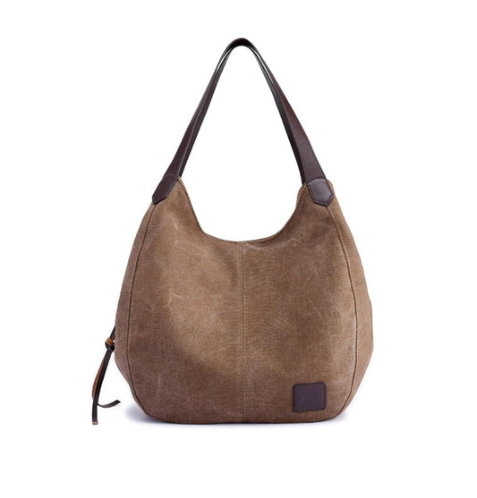 TERRIFI Women Canvas Bag Multi Pocket Shoulder Bag for Shopping