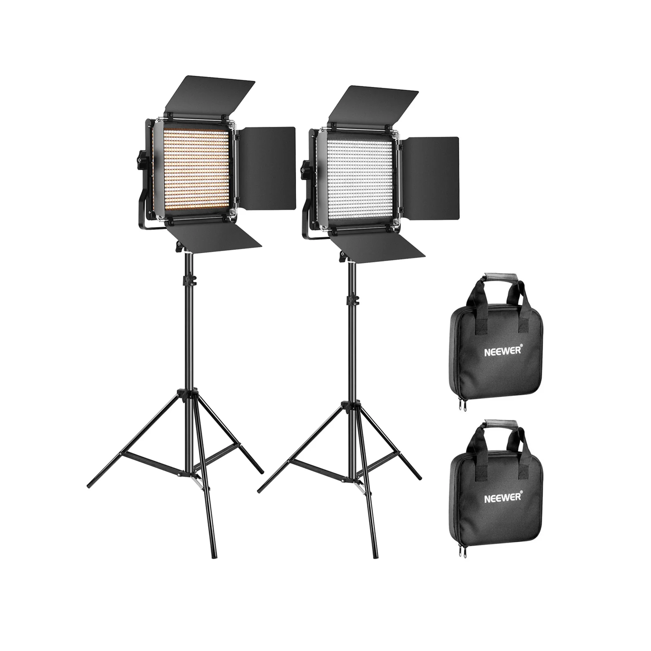 NEEWER 2 Pack Bi Color 660 LED Video Light and Stand Kit