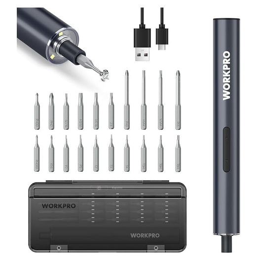 WORKPRO Mini Electric Screwdriver, 20 in 1 Electric Precision Screwdriver