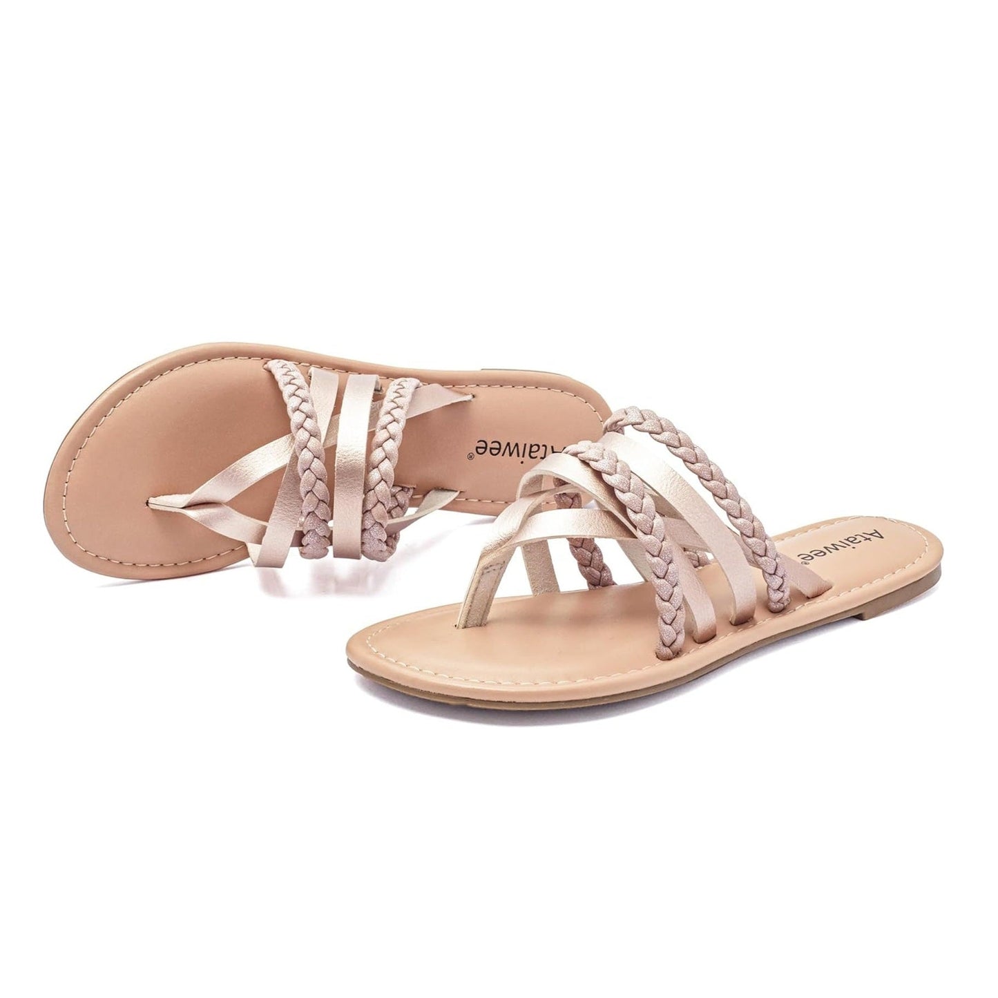 Ataiwee Womens Flat Slide Sandals