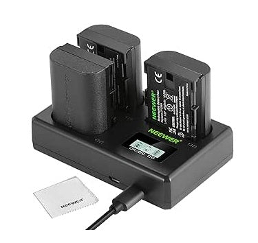 NEEWER LP-E6NH Replacement Battery and USB Charger Set， 3-Pack 2250mAh