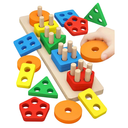 Montessori Toys for 1 to 3-Year-Old Boys Girls Toddlers, Wooden Sorting & Stacking Toys