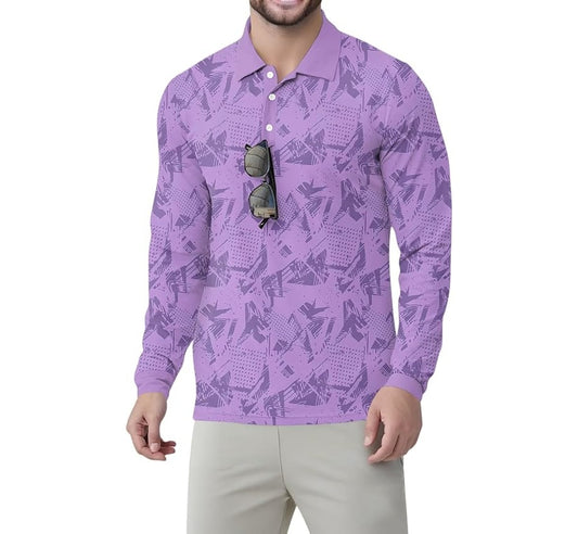 Ymosrh Men's Polo Shirts for Men, Long Sleeve Graphic Print Casual
