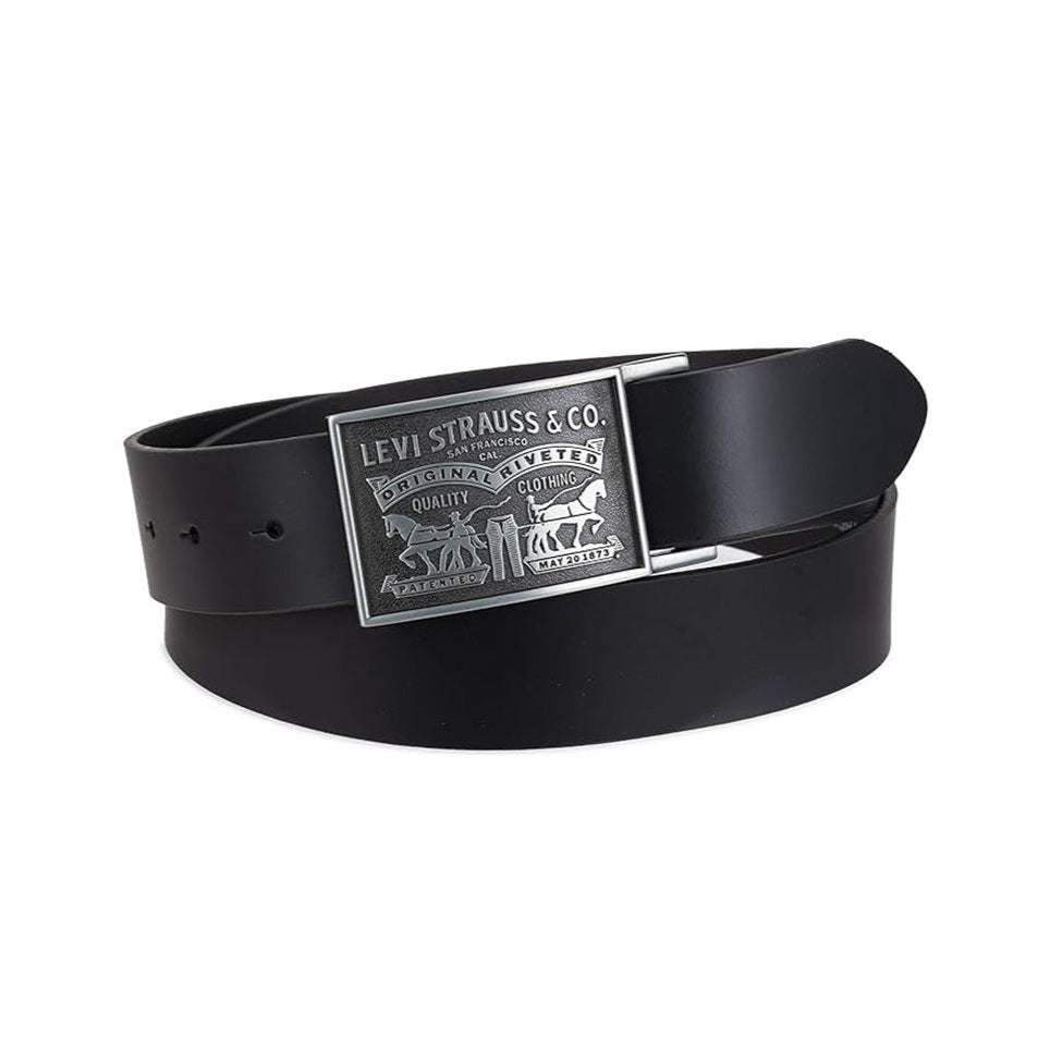 Levis mens Leather Belt With Plaque Buckle Belt