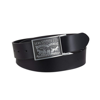 Levis mens Leather Belt With Plaque Buckle Belt