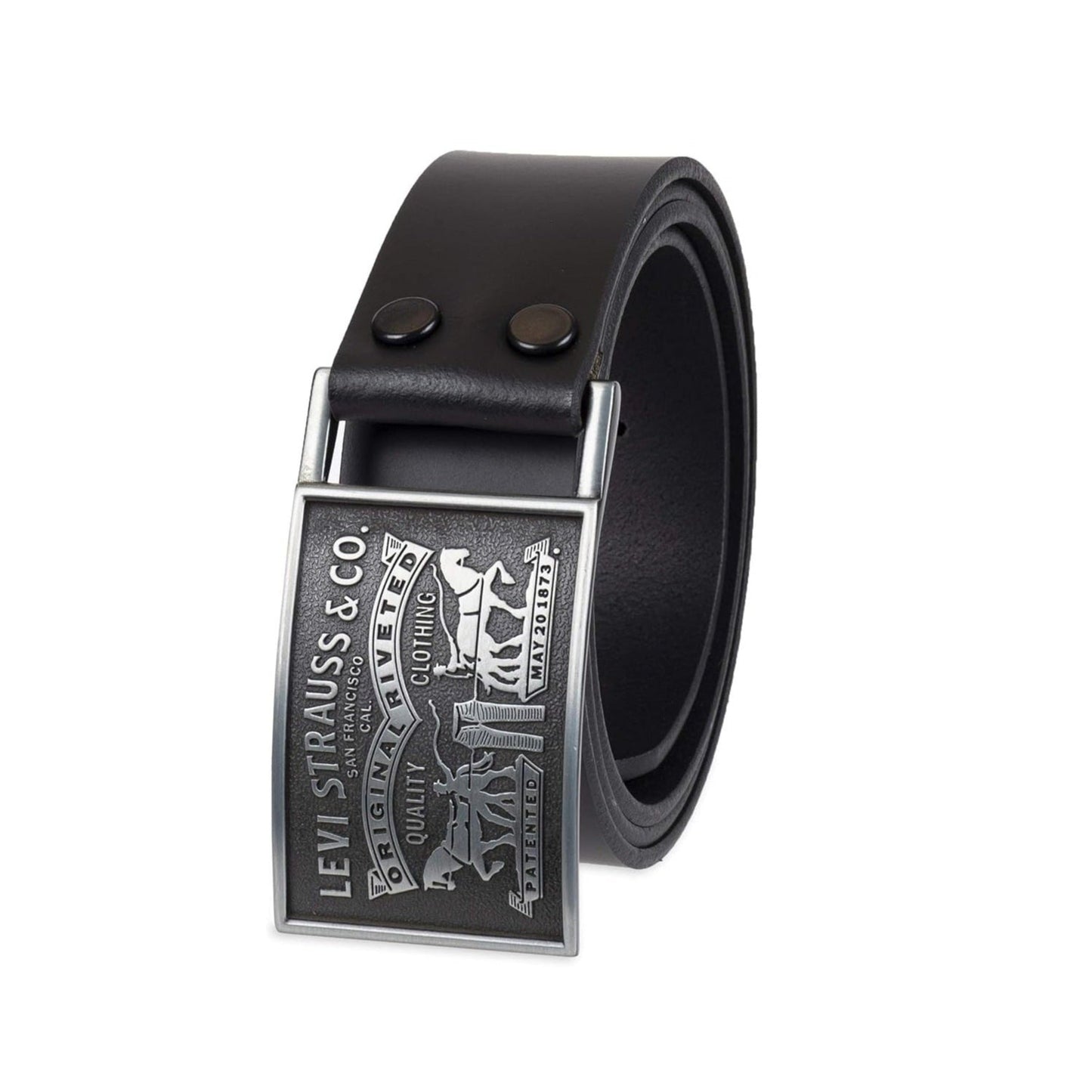 Levis mens Leather Belt With Plaque Buckle Belt