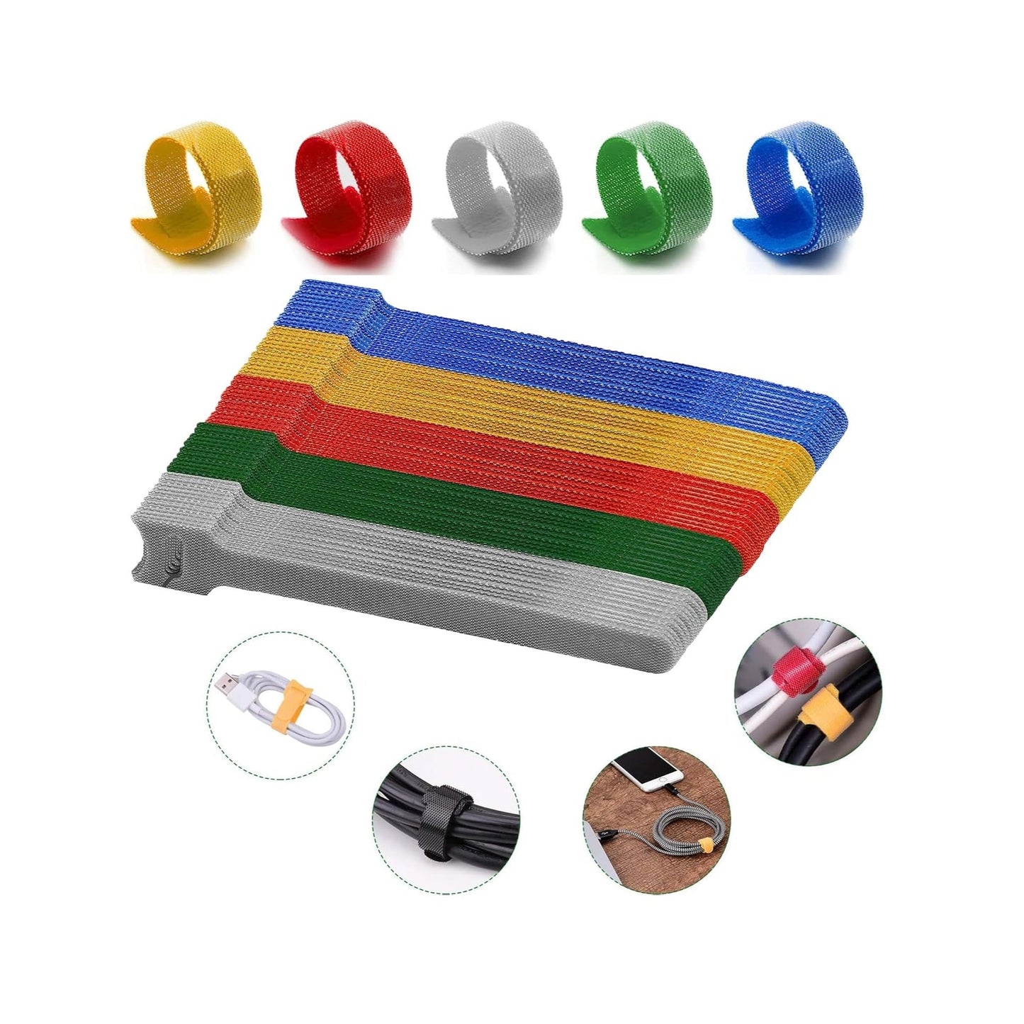 Multipurpose Fastening Cable Ties Reusable Hook and Loop Wires Strap Wrap on Tie