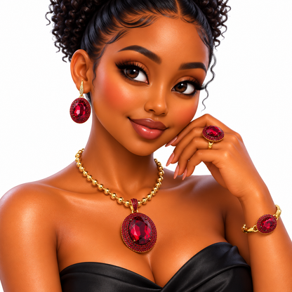 Viennois Womens Royal Ruby Glow Jewelry Set