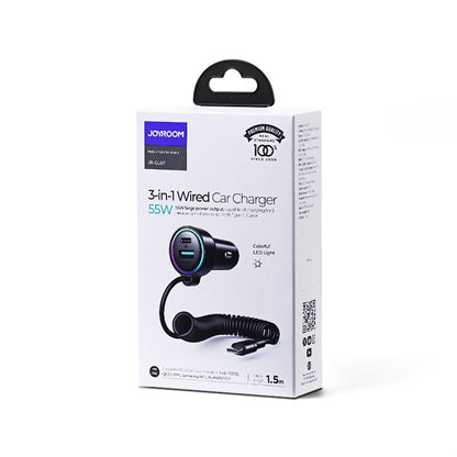 JOYROOM JR CL07 72W 3 in 1 Wired Car Charger