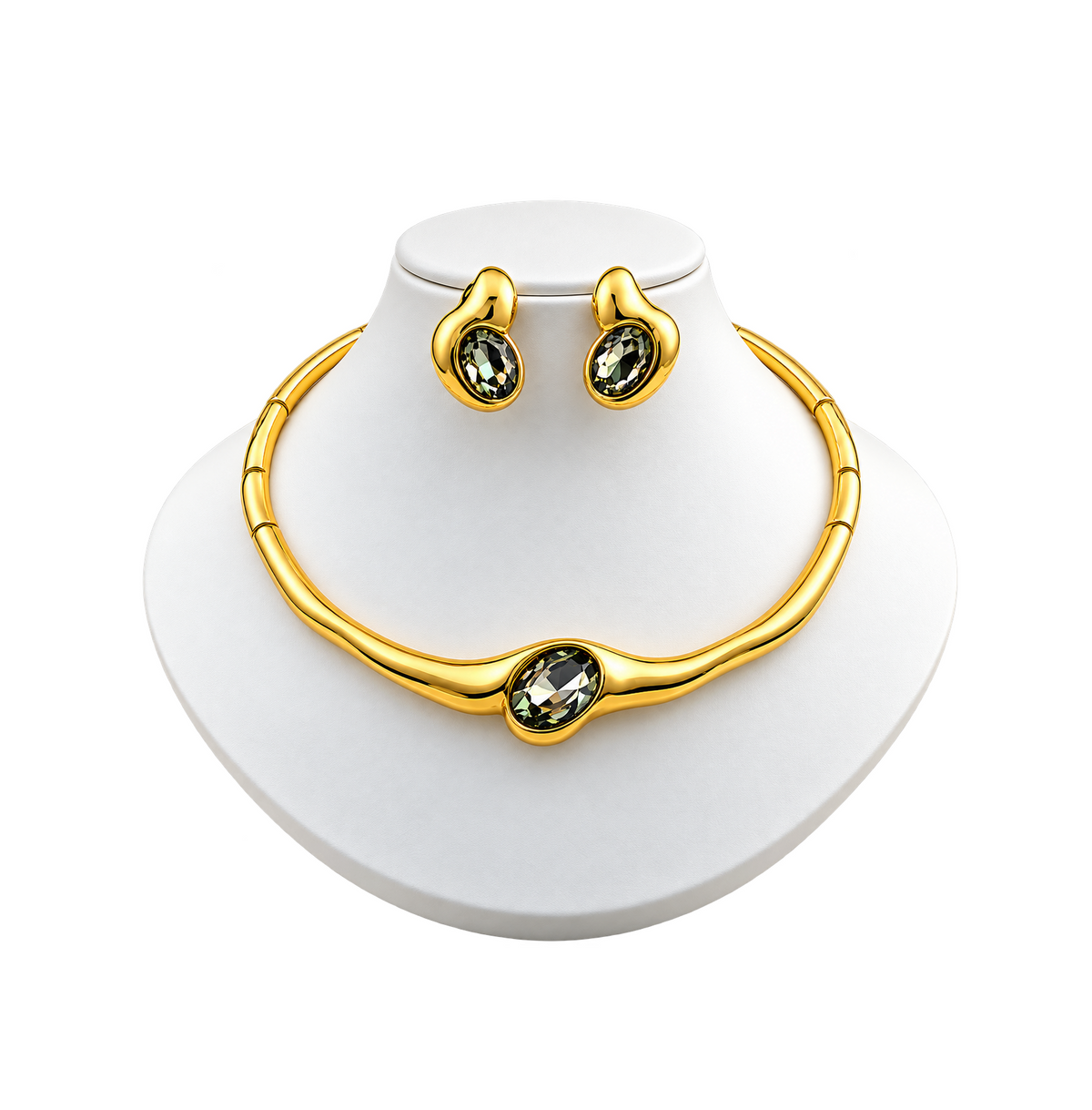 Viennois Womens Golden Elegance Smoky Crystal Jewelry Set