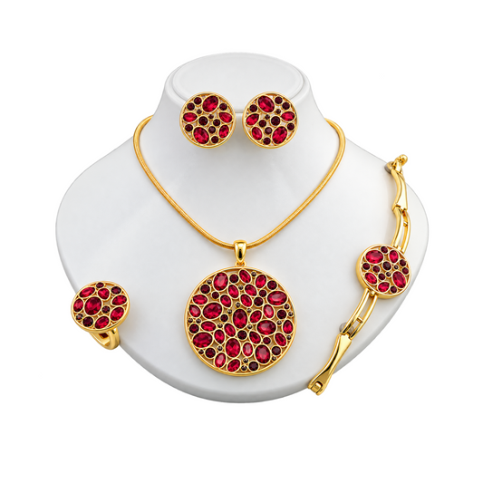 Viennois Womens Ruby Mosaic Jewelry Set