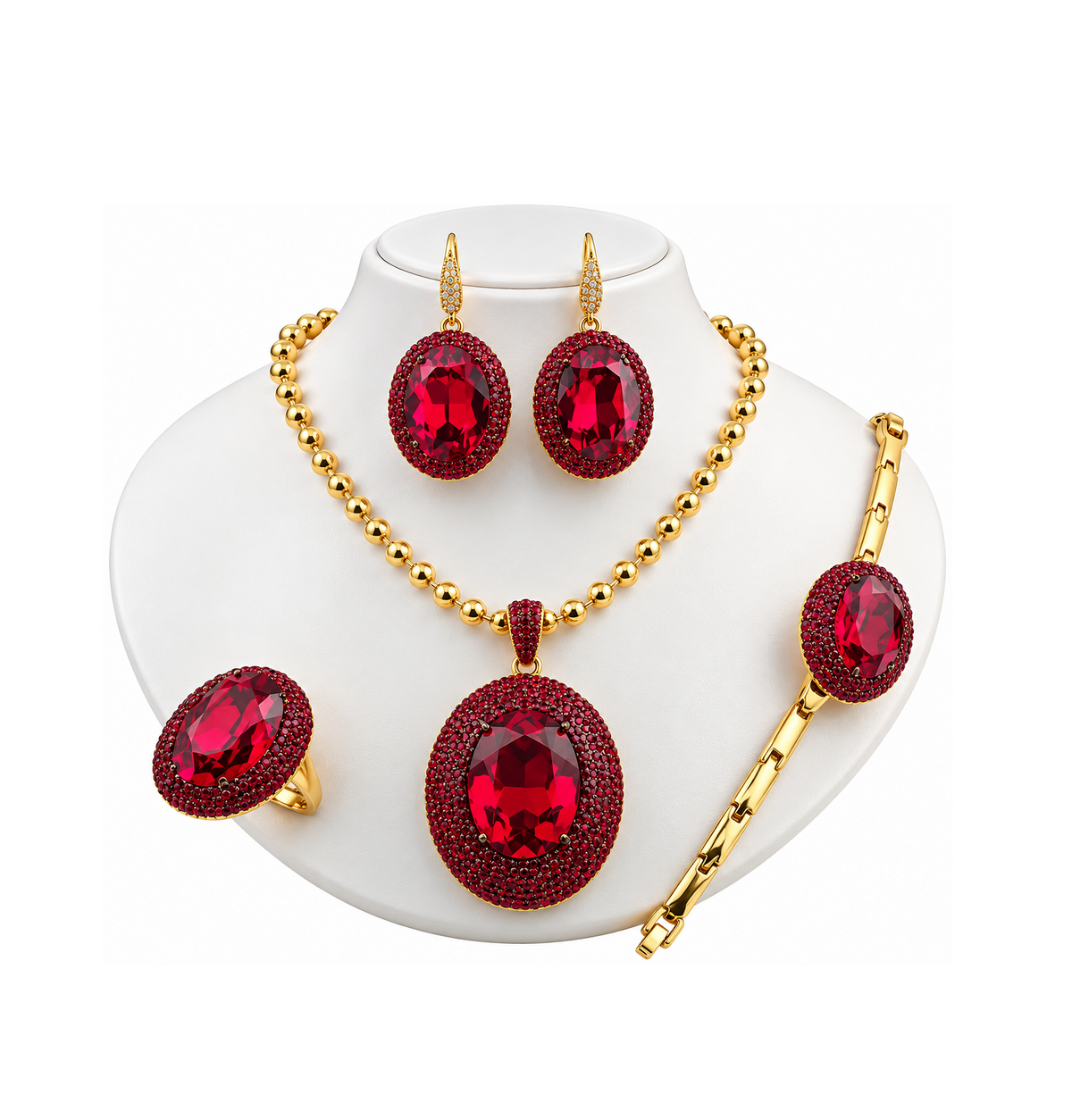 Viennois Womens Royal Ruby Glow Jewelry Set