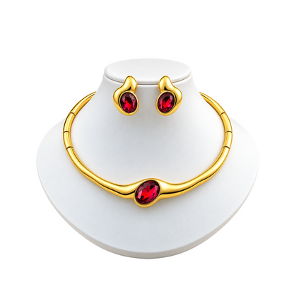 Viennois Womens Golden Elegance Smoky Crystal Jewelry Set