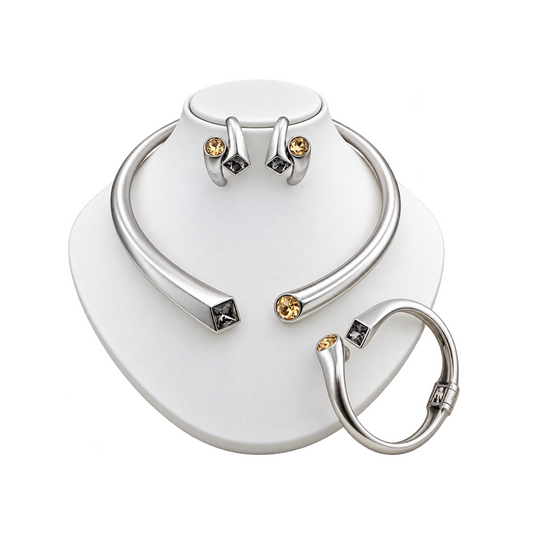 Viennois Womens Silver Champagne Set