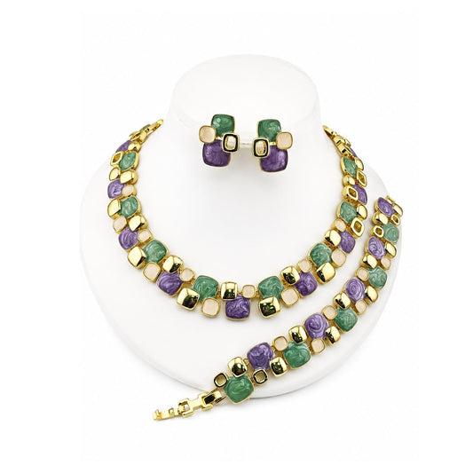 Viennois Women s Pastel Beaded Jewelry Set Necklace Bracelet and Earrings