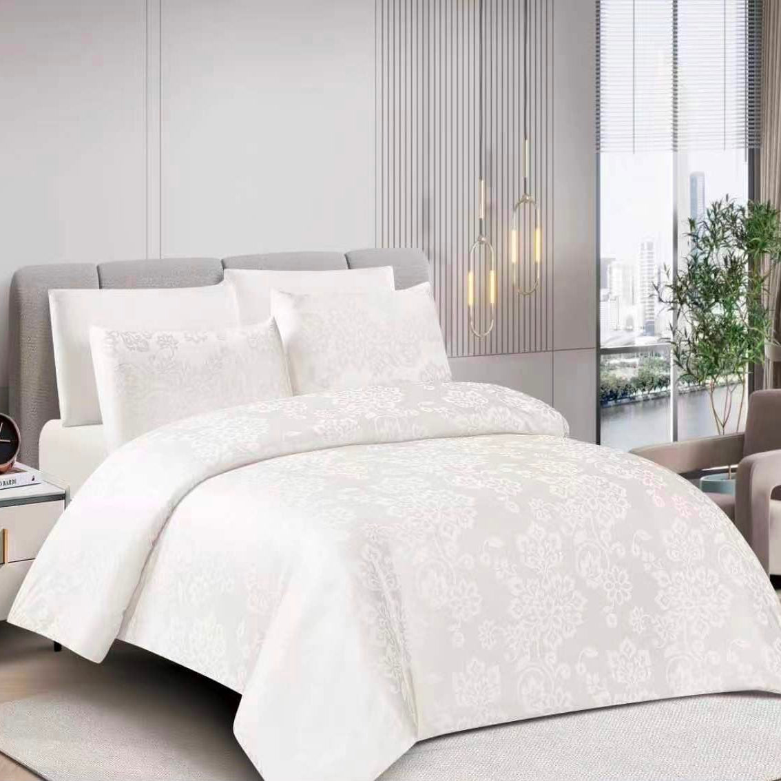 Warm House Luxury Floral Damask Duvet Cover Set