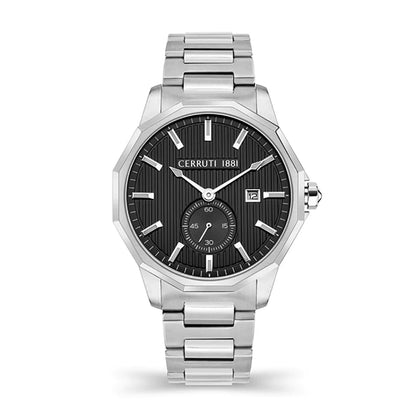 CERRUTI 1881 MOLVENO GENTS SILVER TONE BRACELET BLACK DIAL WATCH - CIWGH2111801