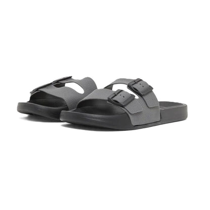 Styli Men Grey Buckle Detail Slides