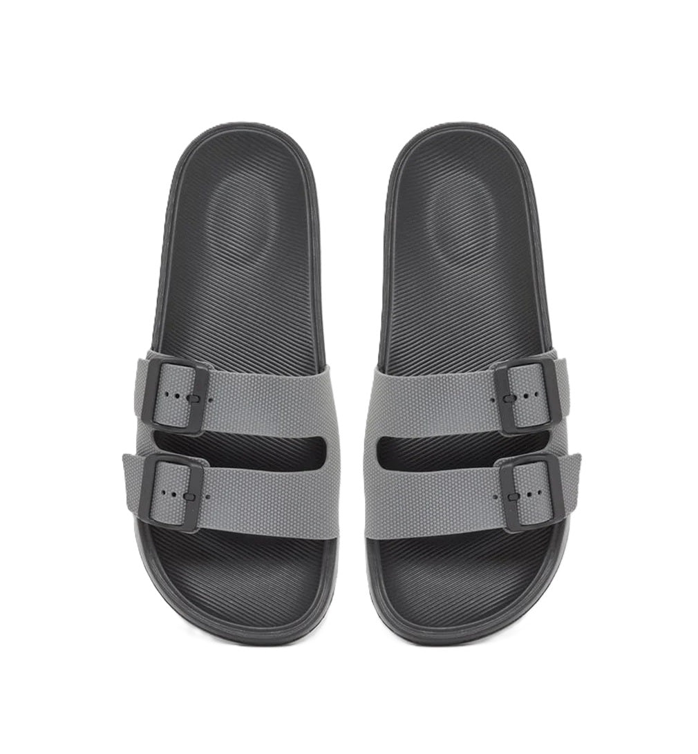 Styli Men Grey Buckle Detail Slides