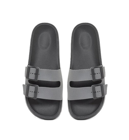 Styli Men Grey Buckle Detail Slides