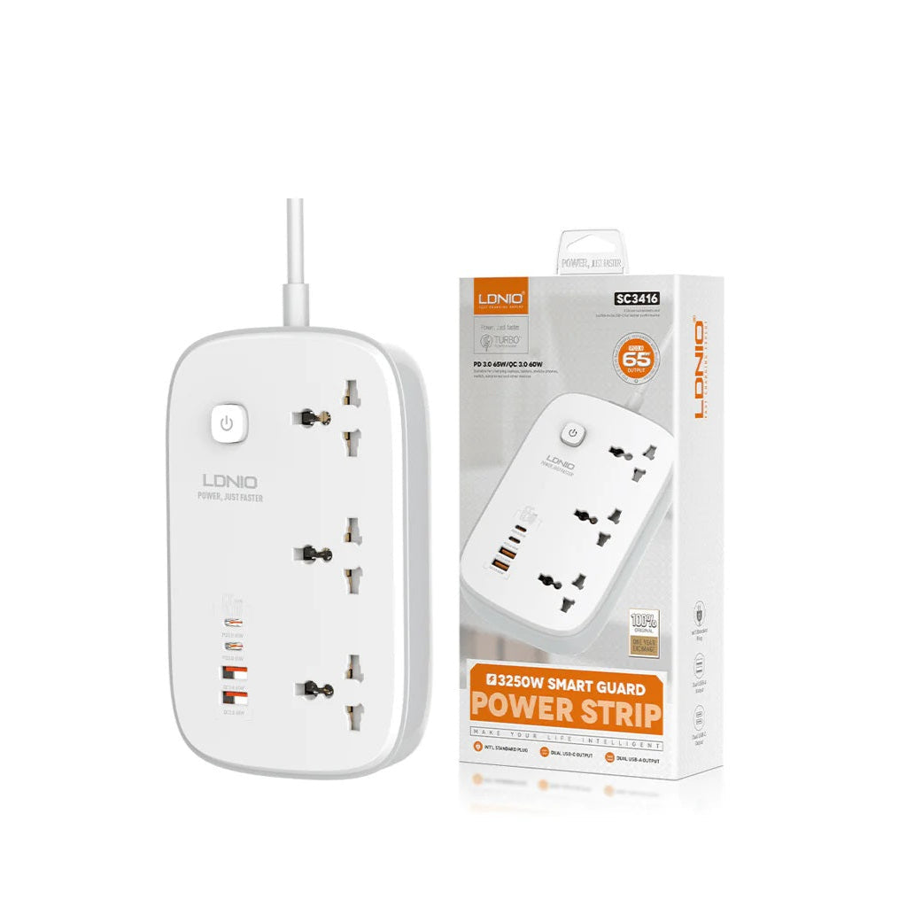 LDNIO SC3416 Extension Power Strip With USB Ports