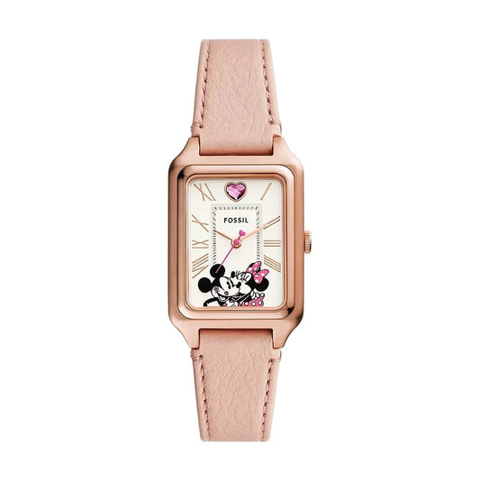DISNEY FOSSIL LIMITED EDITION THREE-HAND BLUSH LEATHER WOMEN'S WATCH - LE1188
