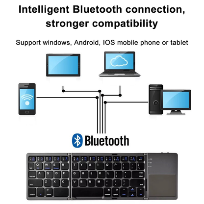 Foldable Wireless Bluetooth Keyboard with TouchPad